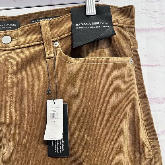 Banana Republic Premium Denim High Rise Straight Ankle Corduroy Pants 34 Cotton - Picture 4 of 8